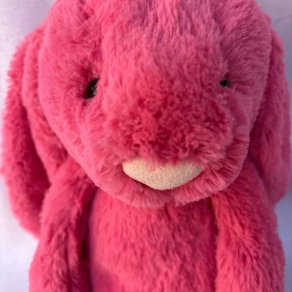 Jellycat STRAWBERRY BUNNY Dark Pink Rabbit RETIRED 14" Rare Heart shape nose - Picture 8 of 8